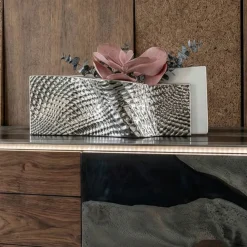 Soprammobili Moderni-Bongelli Preziosi Vaso orizzontale bianco argento ophis design moderno