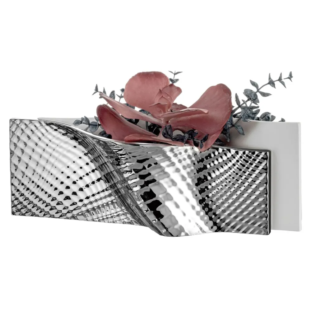 Soprammobili Moderni-Bongelli Preziosi Vaso orizzontale bianco argento ophis design moderno