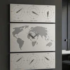 Orologi Da Parete Moderni-Selezionato da Mazzolaluce V-cosmo orologio da parete planisfero fusi orari legno bianco