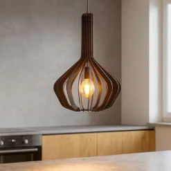 Lampade A Sospensione-Eglo Velasco lampada a sospensione per cucina in legno colore nero
