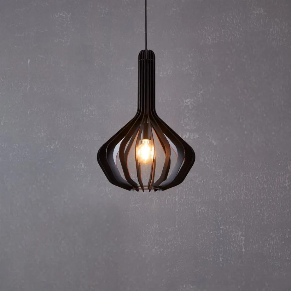 Lampade A Sospensione-Eglo Velasco lampada a sospensione per cucina in legno colore nero