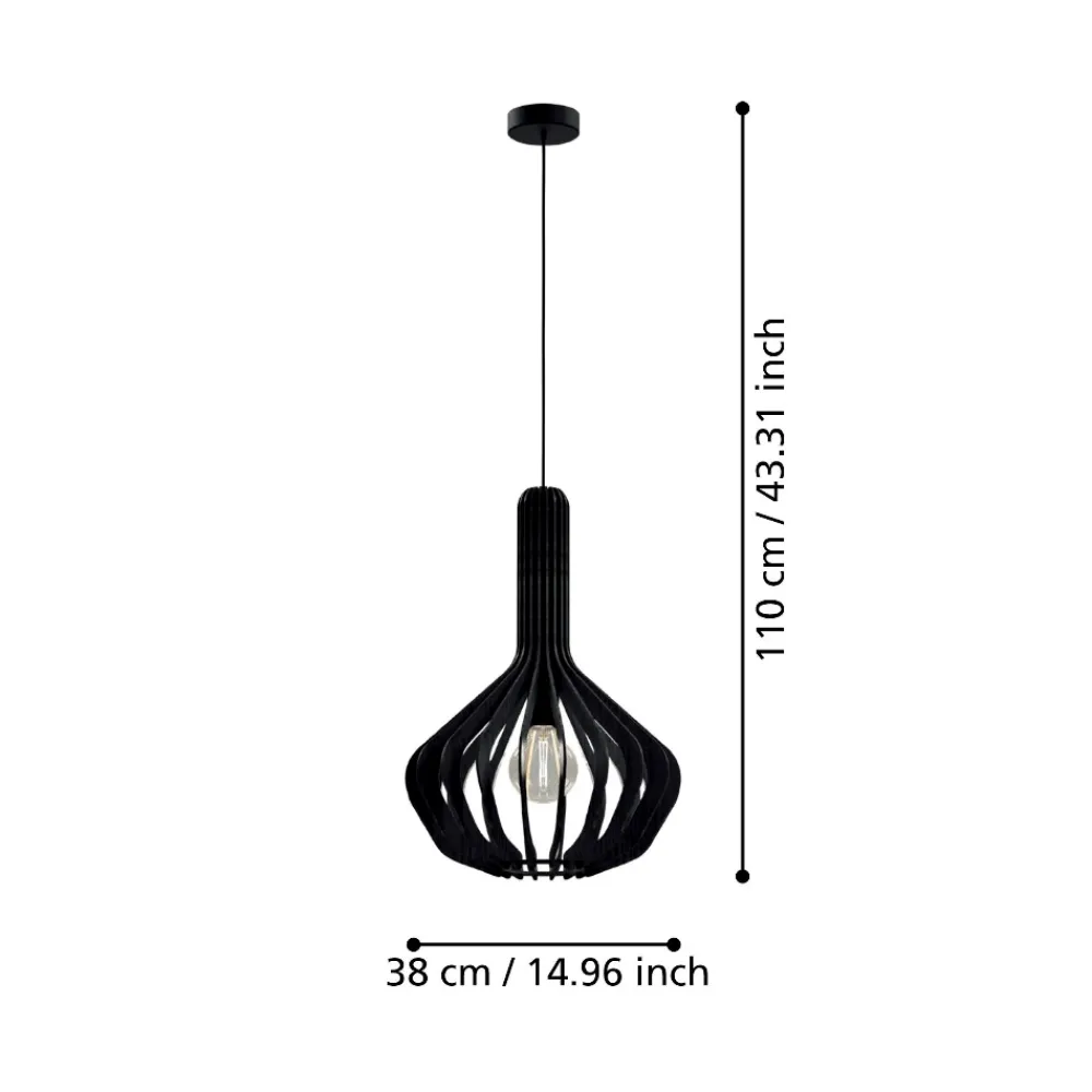 Lampade A Sospensione-Eglo Velasco lampada a sospensione per cucina in legno colore nero