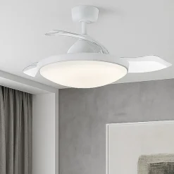 Ventilatori Da Soffitto-Selezionato da Mazzolaluce Ventilatore a lampadario bianco con pale motorizzate retrattili