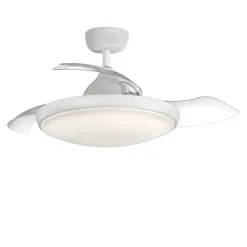 Ventilatori Da Soffitto-Selezionato da Mazzolaluce Ventilatore a lampadario bianco con pale motorizzate retrattili