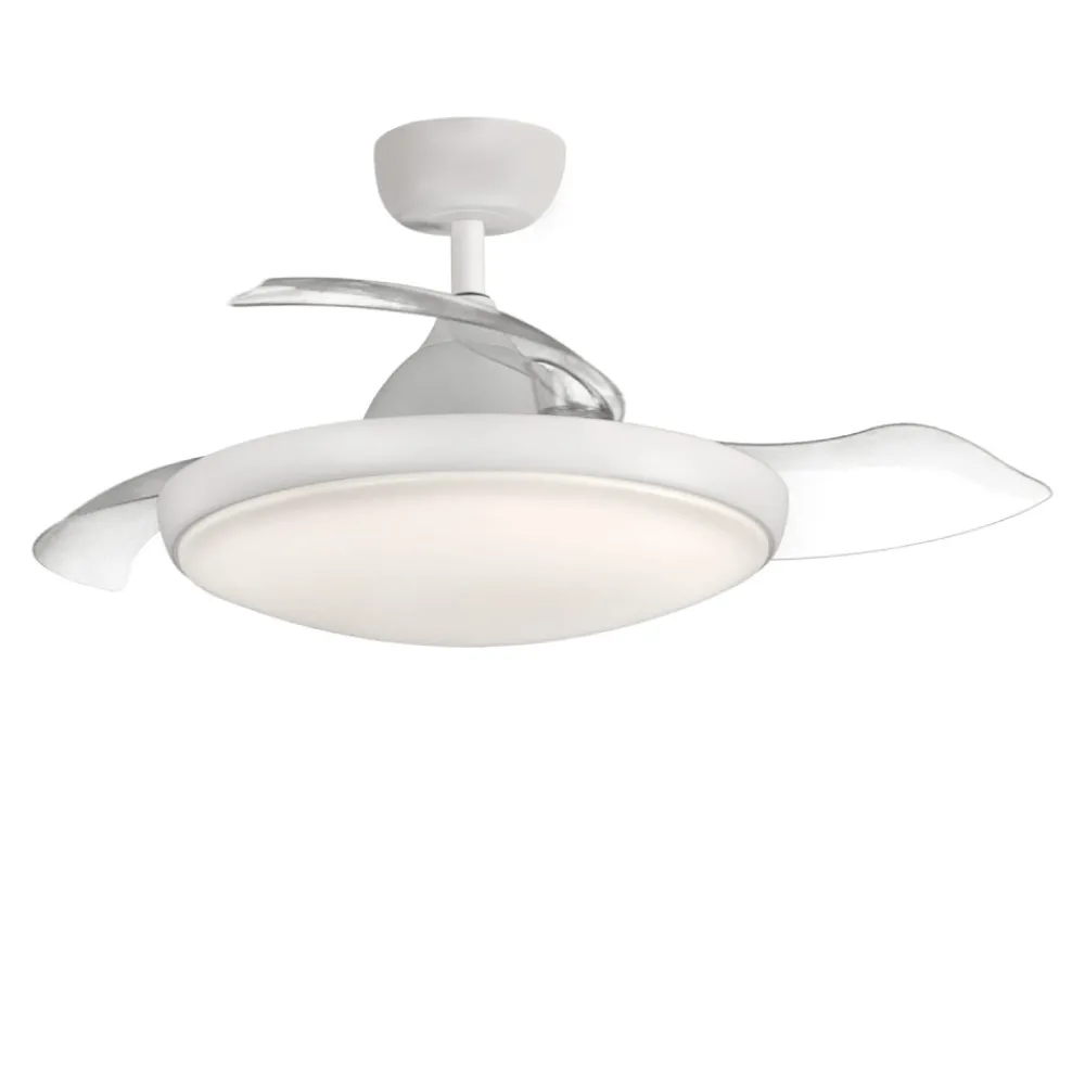 Ventilatori Da Soffitto-Selezionato da Mazzolaluce Ventilatore a lampadario bianco con pale motorizzate retrattili