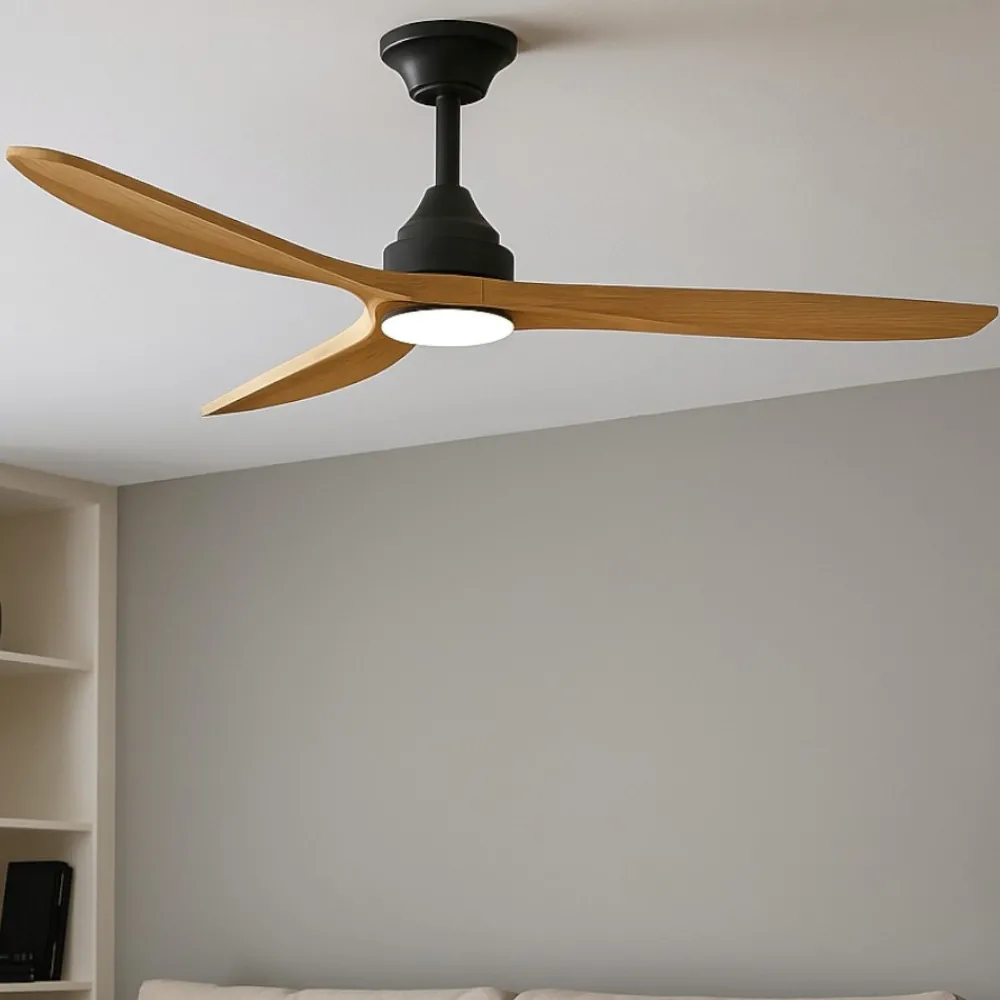 Ventilatori Da Soffitto-Selezionato da Mazzolaluce Ventilatore a lampadario nero con luce 28mq pale di legno
