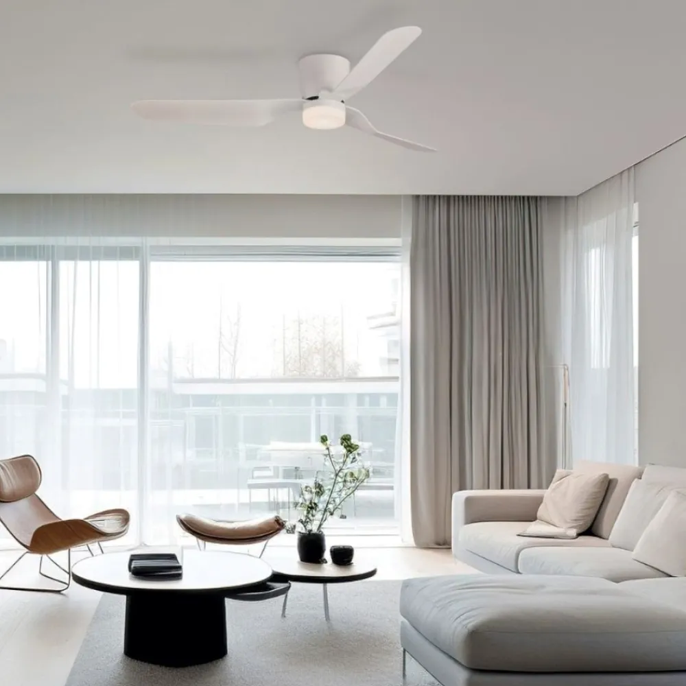 Ventilatori Da Soffitto-Selezionato da Mazzolaluce Ventilatore a pale da soffitto bianco con luce silenzioso 18mq