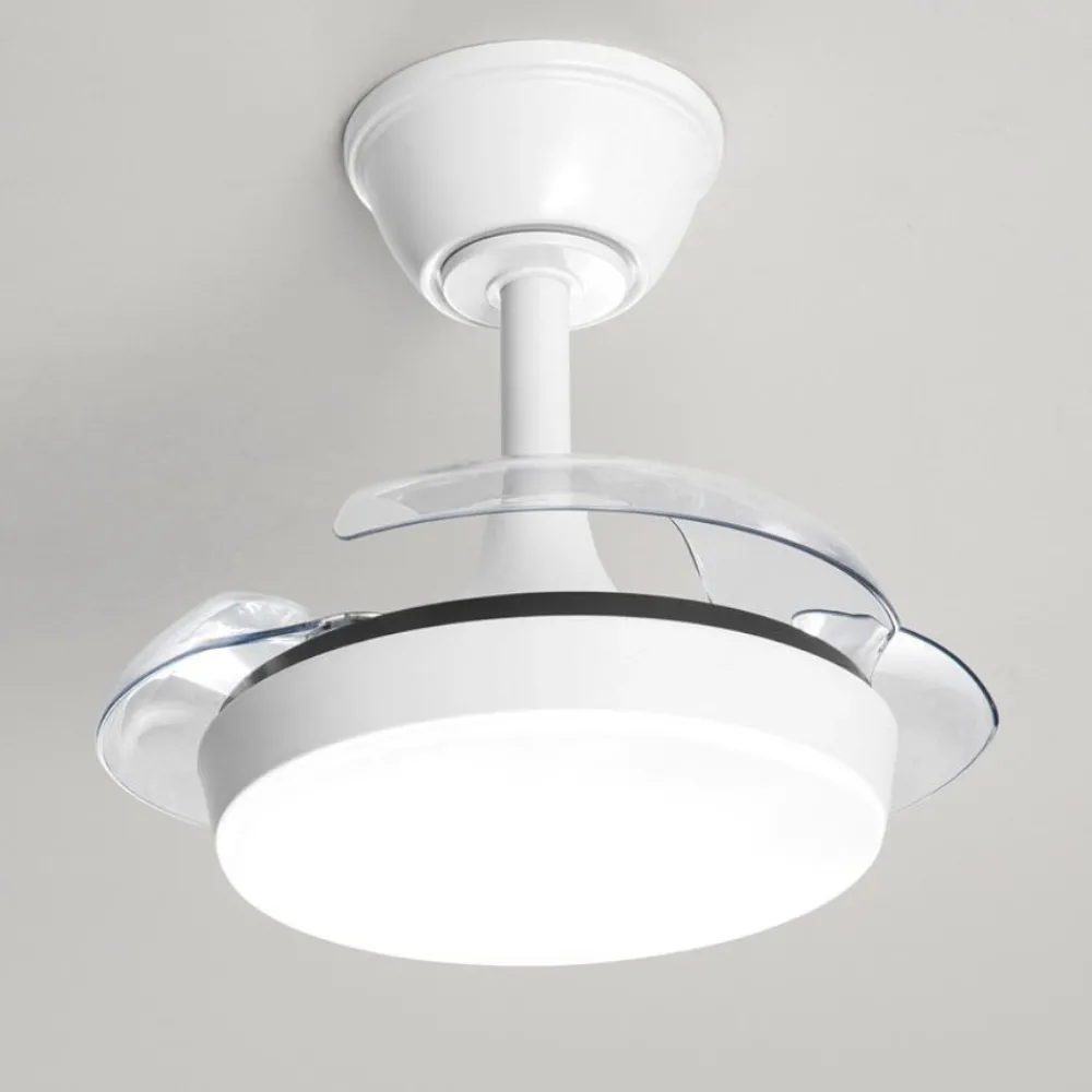 Ventilatori Da Soffitto-Selezionato da Mazzolaluce Ventilatore a plafoniera bianco da soffitto con luce pale richiudibili con telecomando