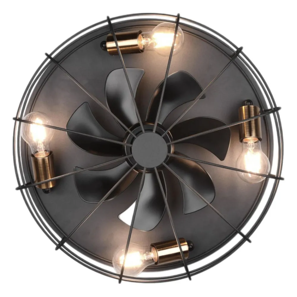 Ventilatori Da Soffitto-Selezionato da Mazzolaluce Ventilatore a plafoniera con luce da soffitto rustico nero