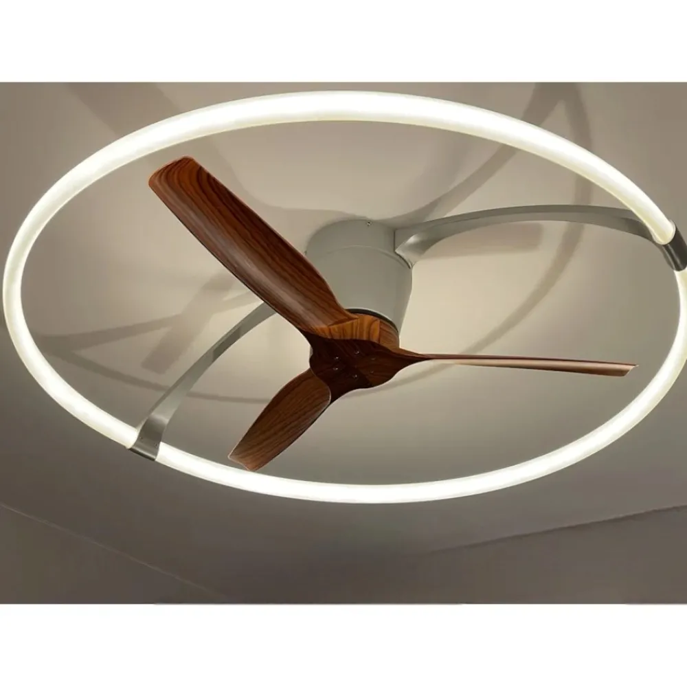 Ventilatori Da Soffitto-Selezionato da Mazzolaluce Ventilatore a plafoniera con luce 20mq grigio pale di legno con telecomando