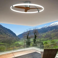 Ventilatori Da Soffitto-Selezionato da Mazzolaluce Ventilatore a plafoniera con luce 20mq grigio pale di legno con telecomando