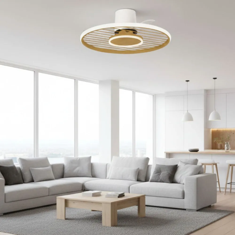 Ventilatori Da Soffitto-Selezionato da Mazzolaluce Ventilatore a plafoniera con led bianco cct dimmerabile app e telecomando 13mq
