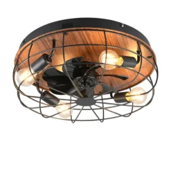 Ventilatori Da Soffitto-Selezionato da Mazzolaluce Ventilatore a plafoniera da soffitto vintage con luce nero