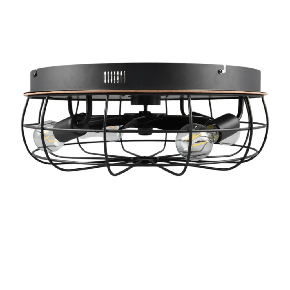 Ventilatori Da Soffitto-Selezionato da Mazzolaluce Ventilatore a plafoniera da soffitto vintage con luce nero