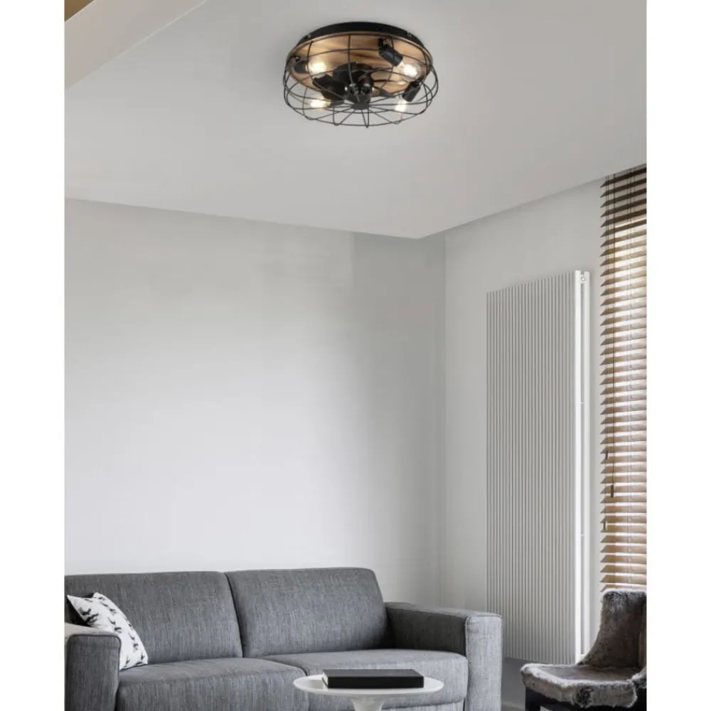 Ventilatori Da Soffitto-Selezionato da Mazzolaluce Ventilatore a plafoniera da soffitto vintage con luce nero