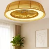 Ventilatori Da Soffitto-Selezionato da Mazzolaluce Ventilatore a plafoniera da soffitto in rattan con luce 20mq con telecomando