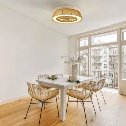 Ventilatori Da Soffitto-Selezionato da Mazzolaluce Ventilatore a plafoniera da soffitto in rattan con luce 20mq con telecomando