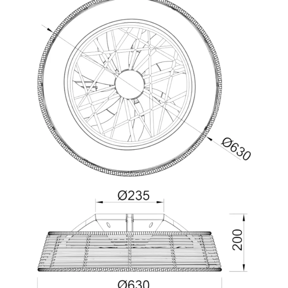Ventilatori Da Soffitto-Selezionato da Mazzolaluce Ventilatore a plafoniera da soffitto in rattan con luce 20mq con telecomando