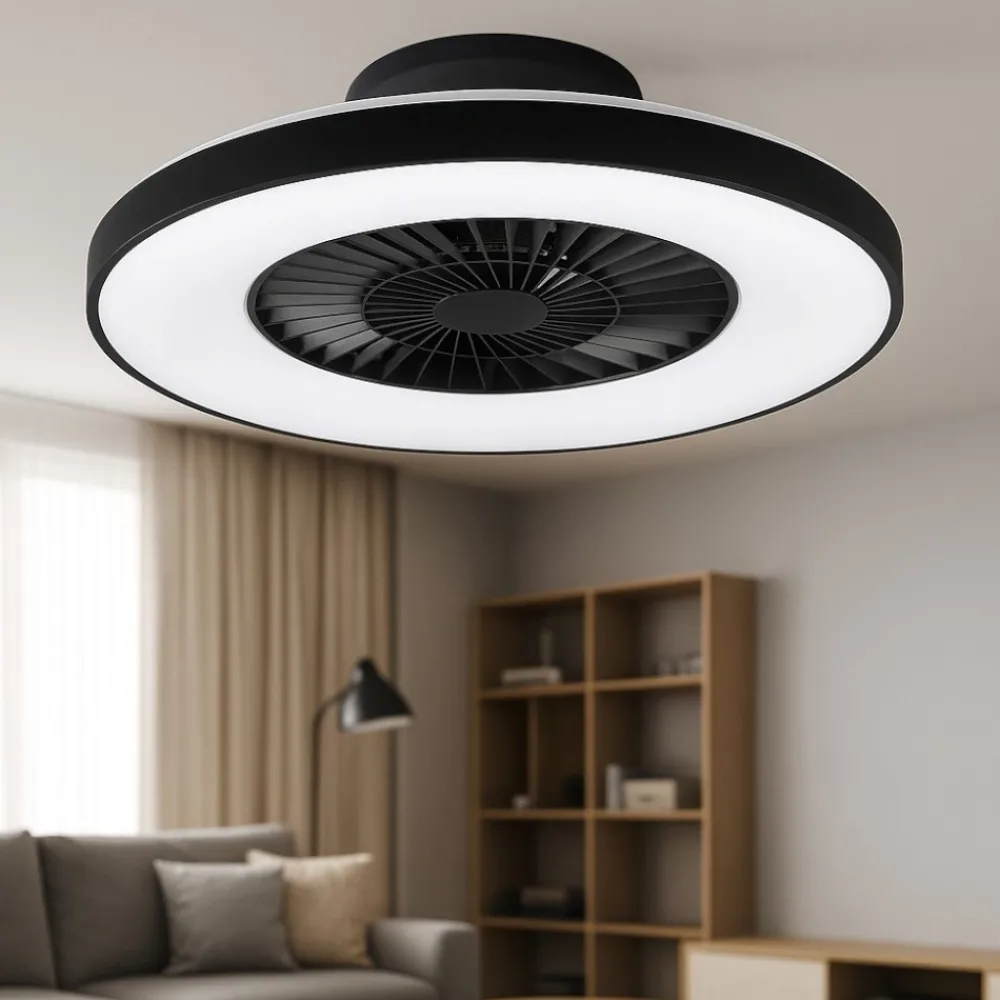 Ventilatori Da Soffitto-Selezionato da Mazzolaluce Ventilatore a plafoniera da soffitto nero silenzioso con luce