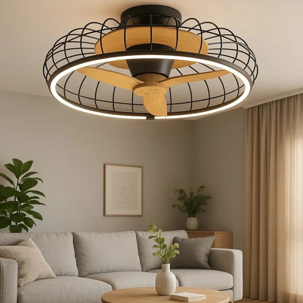 Ventilatori Da Soffitto-Selezionato da Mazzolaluce Ventilatore a plafoniera nero 20mq con luce da soffitto con telecomando