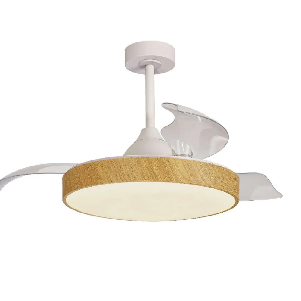Ventilatori Da Soffitto-Selezionato da Mazzolaluce Ventilatore a plafoniera pale richiudibili marrone led cct telecomando e app 20mq
