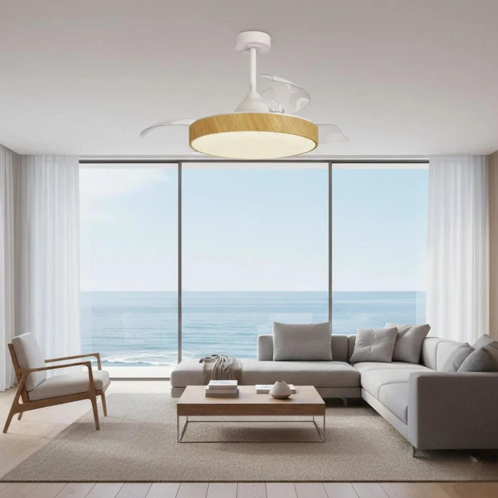 Ventilatori Da Soffitto-Selezionato da Mazzolaluce Ventilatore a plafoniera pale richiudibili marrone led cct telecomando e app 20mq
