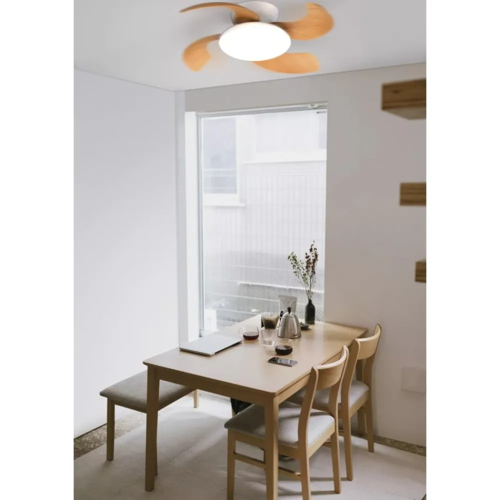 Ventilatori Da Soffitto-Selezionato da Mazzolaluce Ventilatore a plafoniera silenzioso con telecomando pale colore legno motorizzate 20mq