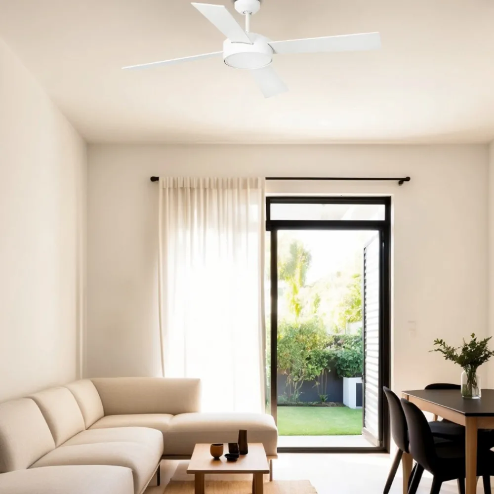 Ventilatori Da Soffitto-Selezionato da Mazzolaluce Ventilatore bianco a pale con luce silenzioso 28mq