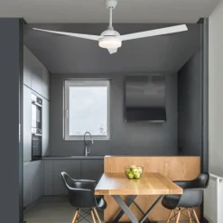 Ventilatori Da Soffitto-Selezionato da Mazzolaluce Ventilatore bianco con luce da soffitto a pale silenzioso 28mq con telecomando
