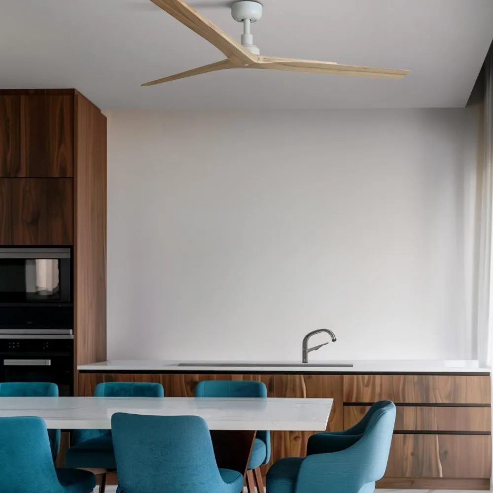 Ventilatori Da Soffitto-Selezionato da Mazzolaluce Ventilatore bianco silenzioso 28mq pale in legno rovere