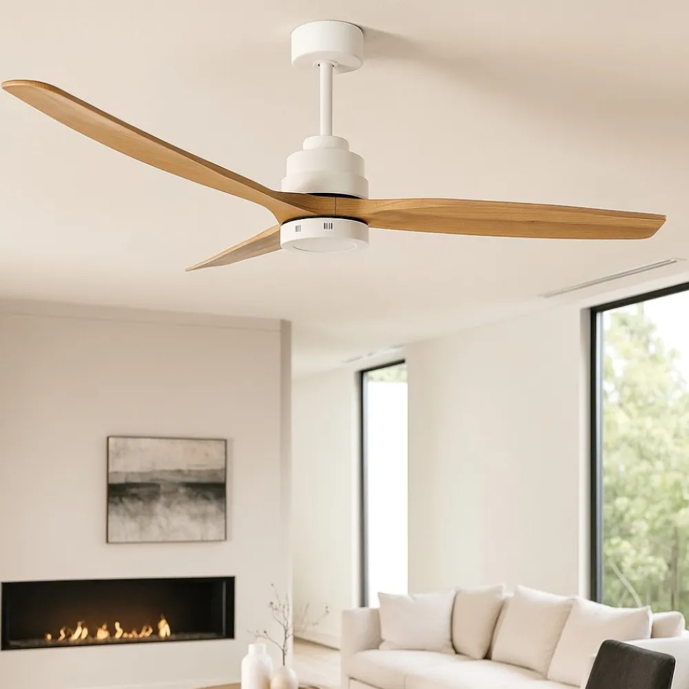 Ventilatori Da Soffitto-Selezionato da Mazzolaluce Ventilatore con luce da soffitto pale in legno 20mq con telecomando