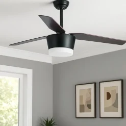 Ventilatori Da Soffitto-Selezionato da Mazzolaluce Ventilatore con luce da soffitto nero a pale con telecomando