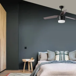 Ventilatori Da Soffitto-Selezionato da Mazzolaluce Ventilatore con luce da soffitto nero a pale con telecomando