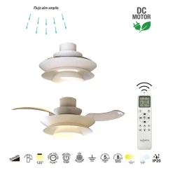 Ventilatori Da Soffitto-Selezionato da Mazzolaluce Ventilatore con pale nascoste bianco con telecomando led cct 13-20mq