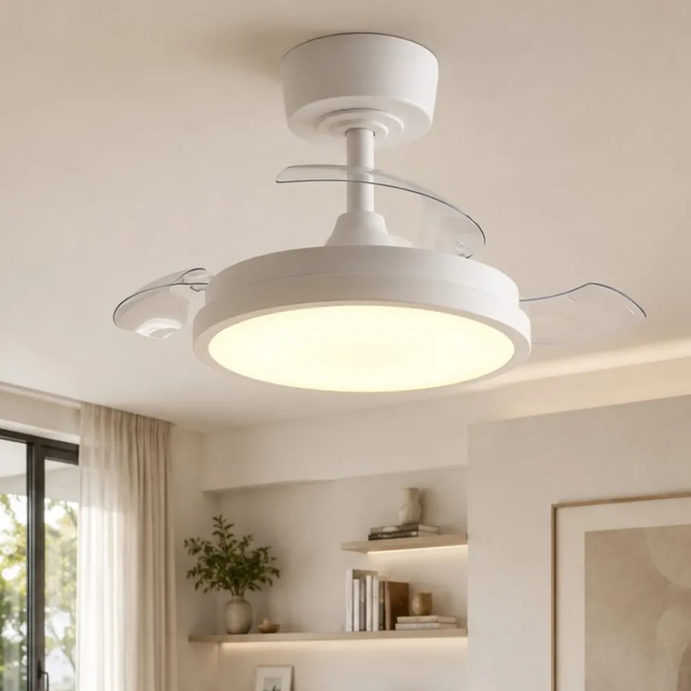 Ventilatori Da Soffitto-Eglo Ventilatore con plafoniera pale retraibili malpica led cct stanza 13mq