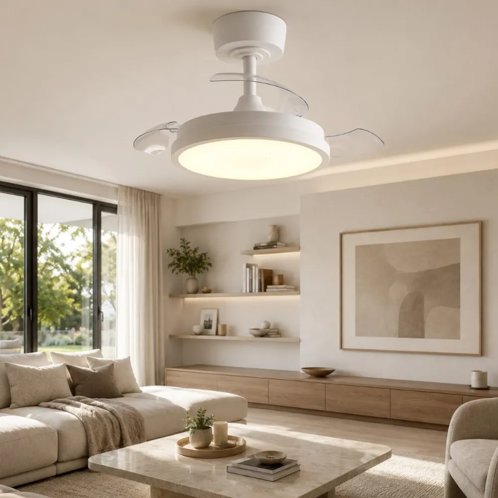 Ventilatori Da Soffitto-Eglo Ventilatore con plafoniera pale retraibili malpica led cct stanza 13mq