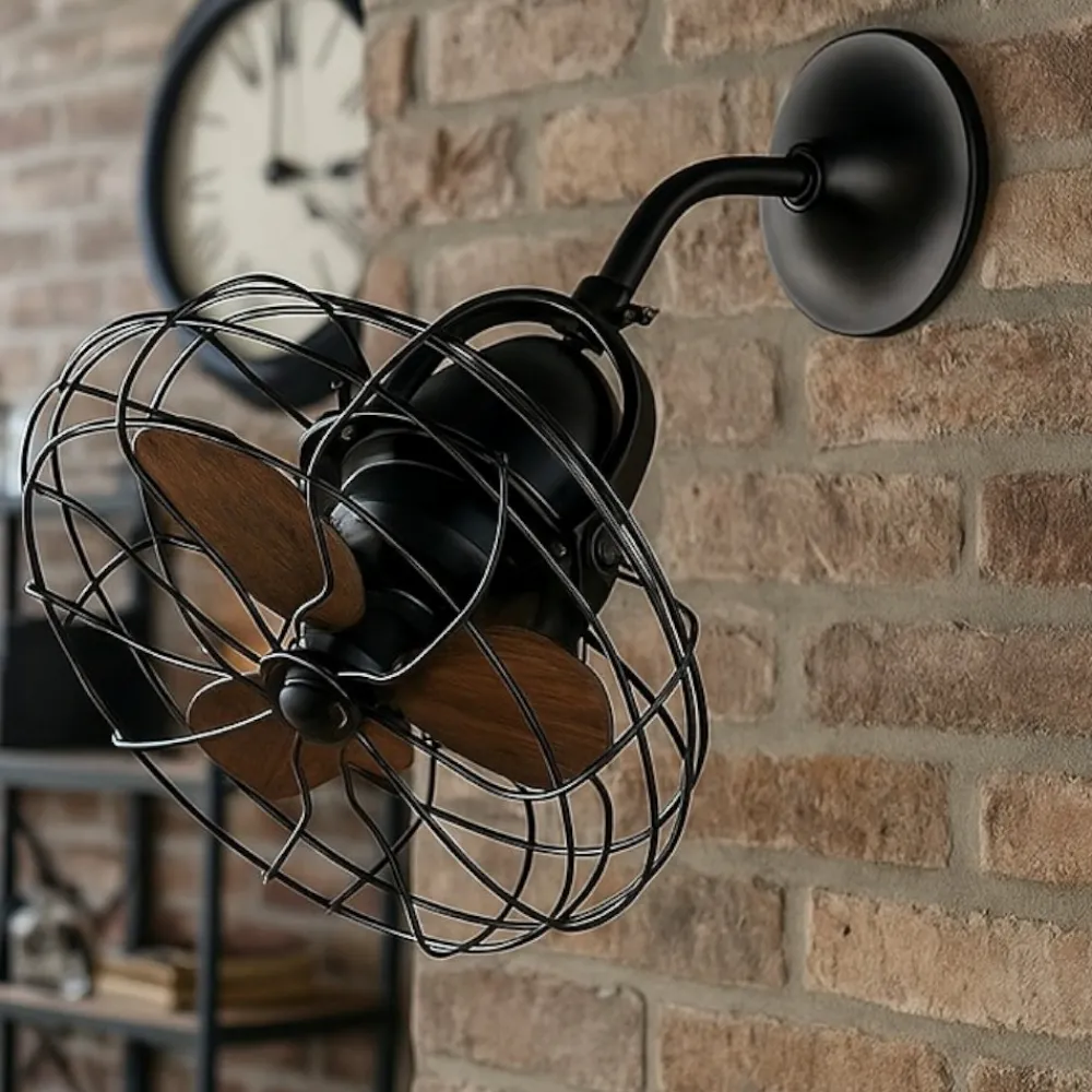 Ventilatori Da Soffitto-Selezionato da Mazzolaluce Ventilatore da parete soffitto 13mq marrone stile industriale