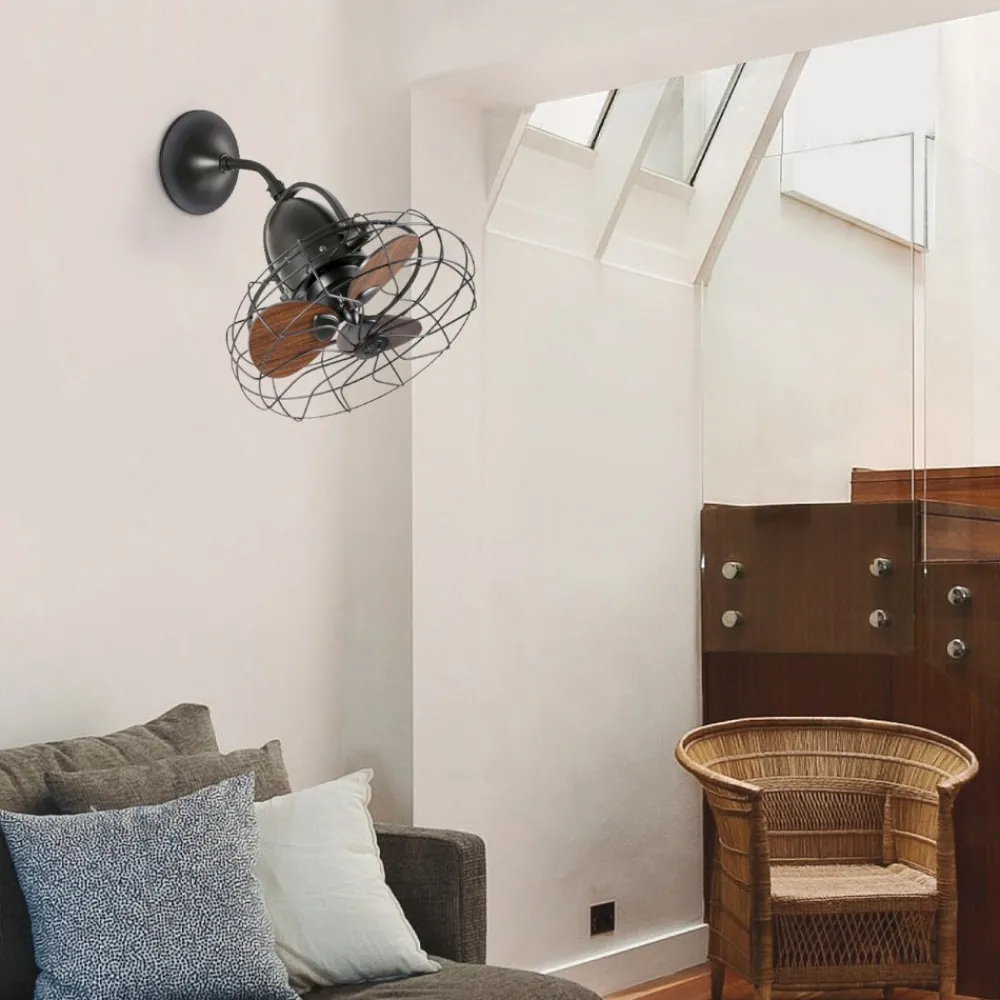 Ventilatori Da Soffitto-Selezionato da Mazzolaluce Ventilatore da parete soffitto 13mq marrone stile industriale