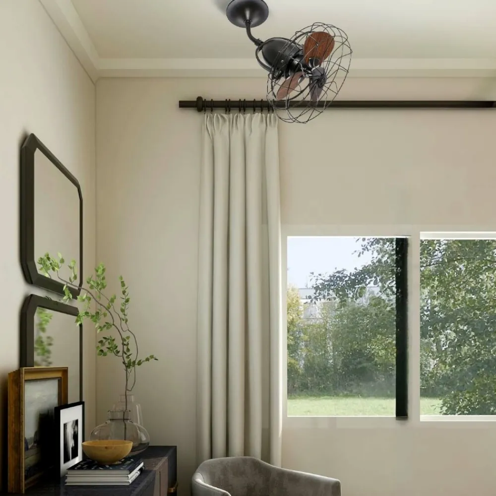 Ventilatori Da Soffitto-Selezionato da Mazzolaluce Ventilatore da parete soffitto 13mq marrone stile industriale