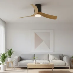 Ventilatori Da Soffitto-Selezionato da Mazzolaluce Ventilatore da soffitto ambienti 13mq nero e legno led cct dimmerabile e telecomando