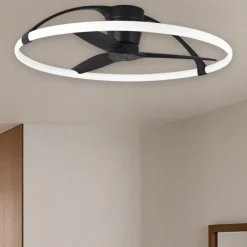 Ventilatori Da Soffitto-Selezionato da Mazzolaluce Ventilatore da soffitto a plafoniera nero silenzioso con luce e telecomando 20mq