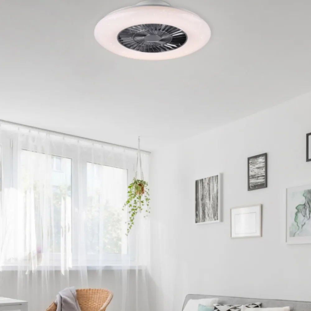 Ventilatori Da Soffitto-Selezionato da Mazzolaluce Ventilatore da soffitto a plafoniera bianco con luce telecomando