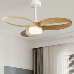 Ventilatori Da Soffitto-Selezionato da Mazzolaluce Ventilatore da soffitto bianco e legno led cct dimmerabile 13mq con telecomando