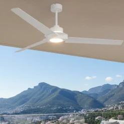 Ventilatori Da Soffitto-Selezionato da Mazzolaluce Ventilatore da soffitto bianco per esterno ip44 con luce 20mq
