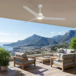 Ventilatori Da Soffitto-Selezionato da Mazzolaluce Ventilatore da soffitto bianco per esterno ip44 con luce 20mq