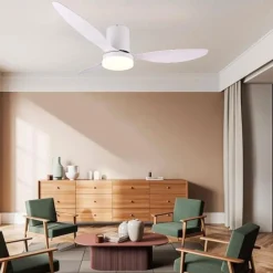 Ventilatori Da Soffitto-Selezionato da Mazzolaluce Ventilatore da soffitto bianco a pale silenzioso con luce telecomando
