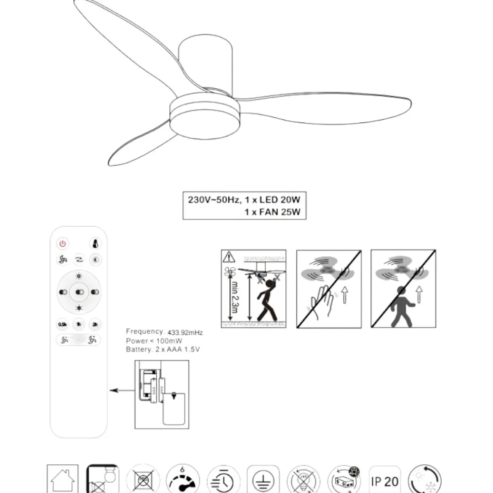 Ventilatori Da Soffitto-Selezionato da Mazzolaluce Ventilatore da soffitto bianco a pale silenzioso con luce telecomando