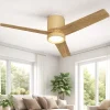 Ventilatori Da Soffitto-Selezionato da Mazzolaluce Ventilatore da soffitto ceramica beige pale legno luce led cct 13-20mq con telecomando