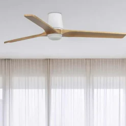 Ventilatori Da Soffitto-Selezionato da Mazzolaluce Ventilatore da soffitto con luce led cct bianco e legno chiaro con telecomando 28mq
