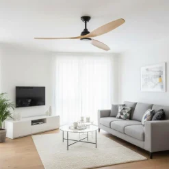 Ventilatori Da Soffitto-Selezionato da Mazzolaluce Ventilatore da soffitto con led cct nero pale legno smart wifi 17-28mq